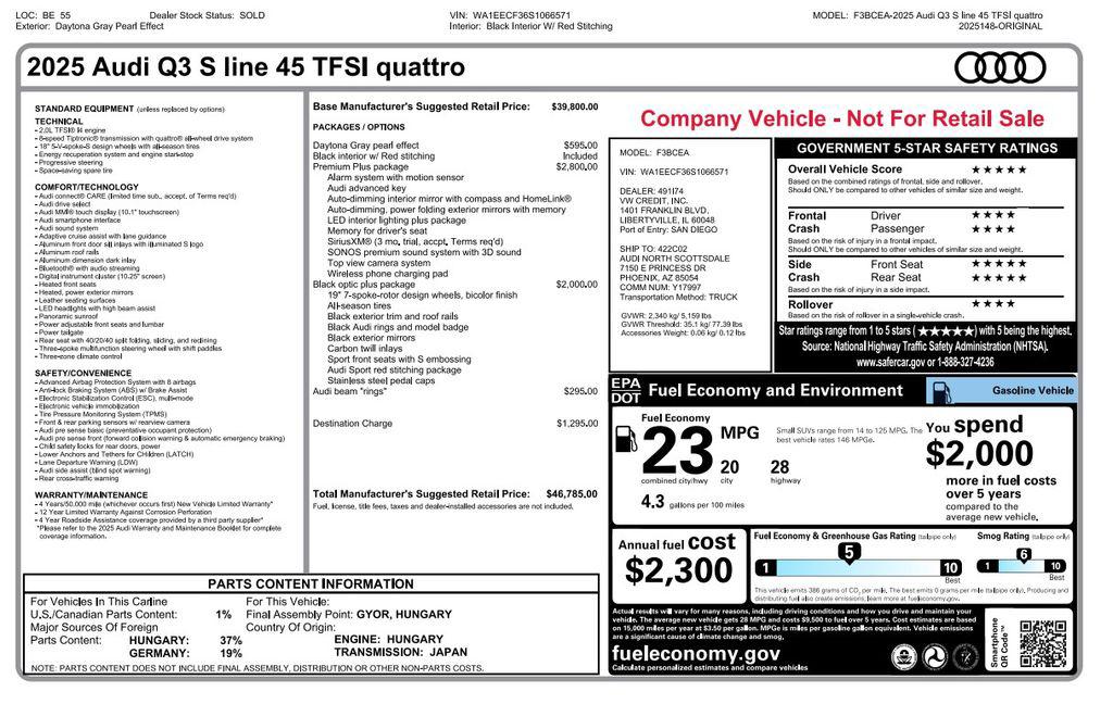 صورة 3 لـ 2025 AUDI Q3 45 S LINE PREMIUM PLUS