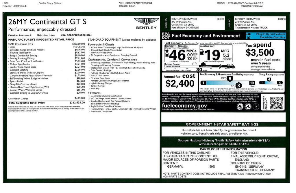 2026 Bentley CONTINENTAL GT BASE — фото 10