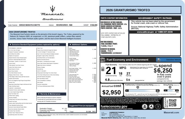 New 2026 Maserati GranTurismo Trofeo