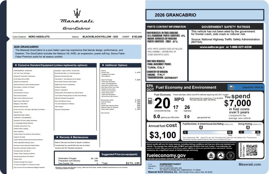 New 2026 Maserati GranCabrio Convertible