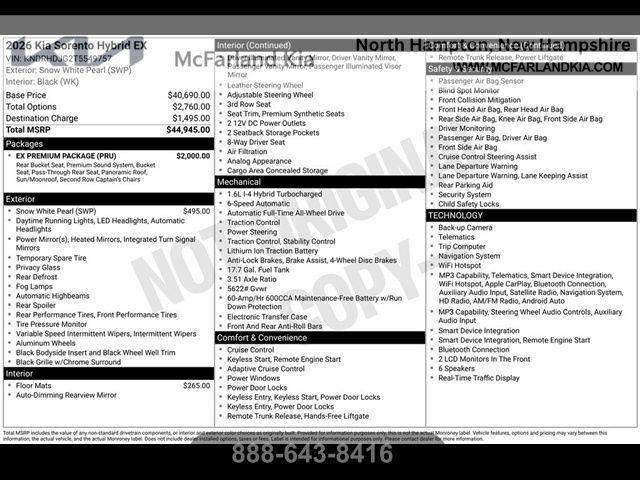 New 2026 Kia Sorento Hybrid EX