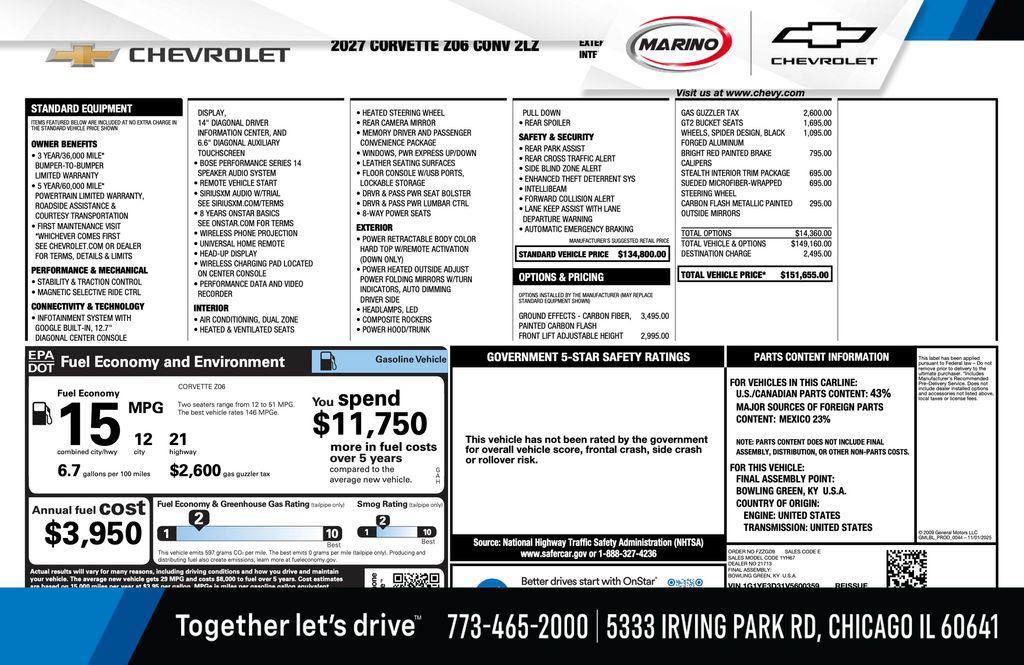 New 2027 Chevrolet Corvette Z06
