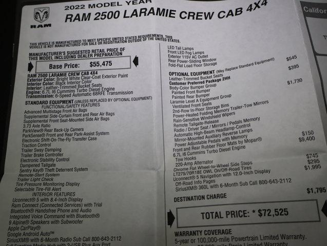 2022 RAM 2500 LARAMIE CREW CAB 4X4 6'4' BOX — миниатюра 61
