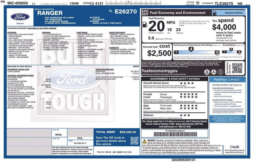 New 2026 Ford Ranger LARIAT