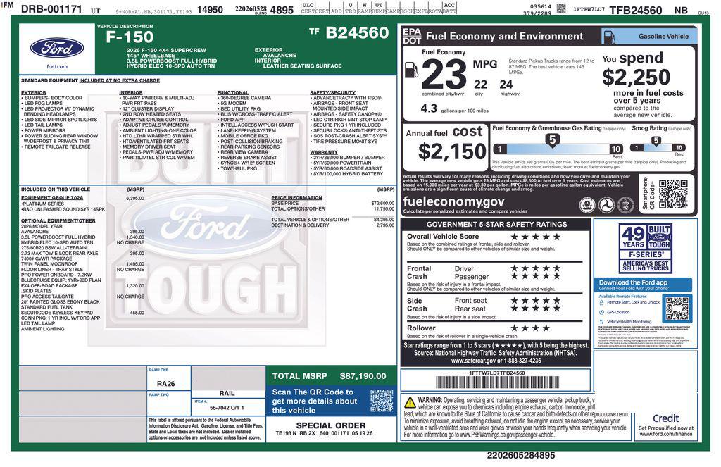 New 2026 Ford F-150 Platinum