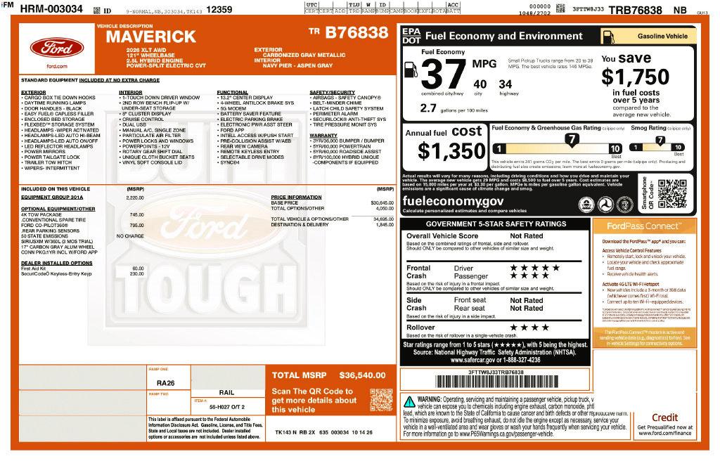 New 2026 Ford Maverick XLT
