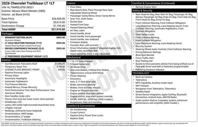 New 2026 Chevrolet Trailblazer LT