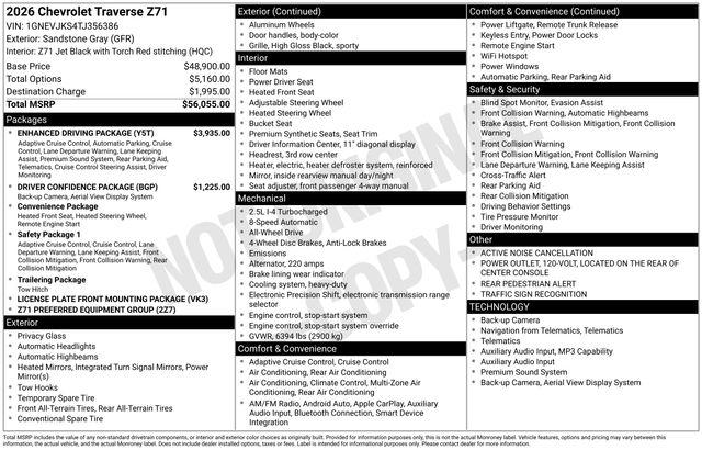 New 2026 Chevrolet Traverse AWD Z71