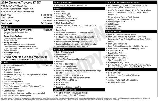 New 2026 Chevrolet Traverse LT