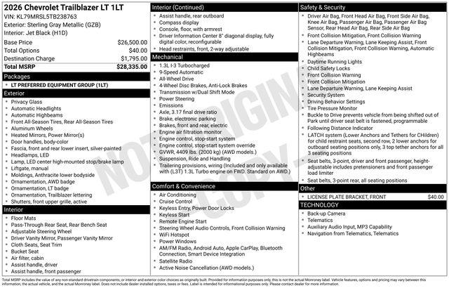 New 2026 Chevrolet Trailblazer LT