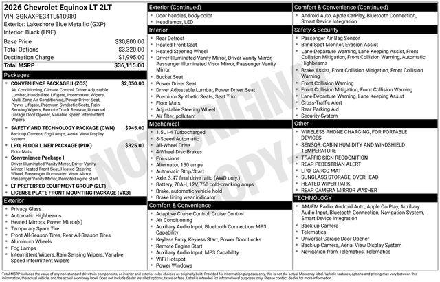 New 2026 Chevrolet Equinox 1LT