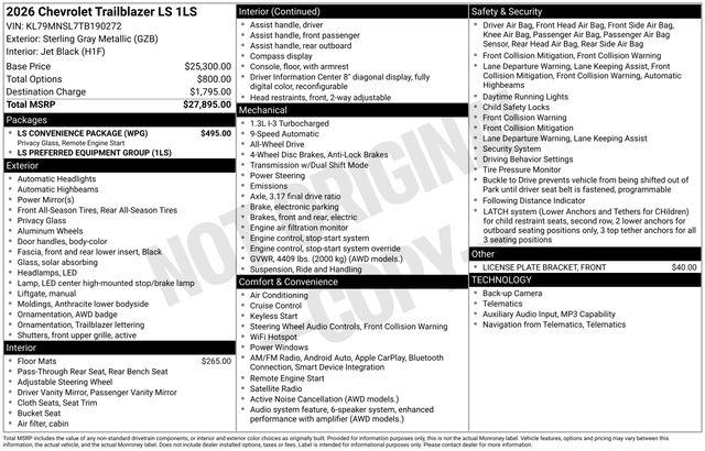 New 2026 Chevrolet Trailblazer LS