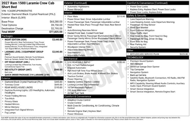 New 2027 RAM 1500 Laramie