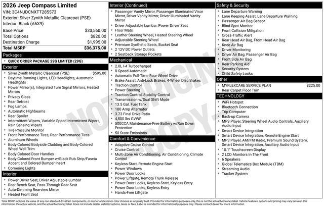 New 2026 Jeep Compass Limited