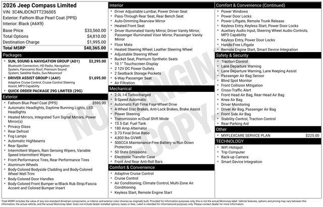 New 2026 Jeep Compass Limited