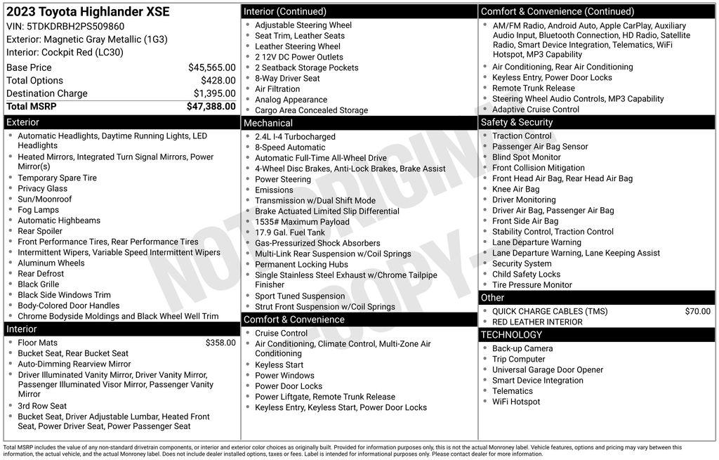 2023 TOYOTA HIGHLANDER XSE photo 6
