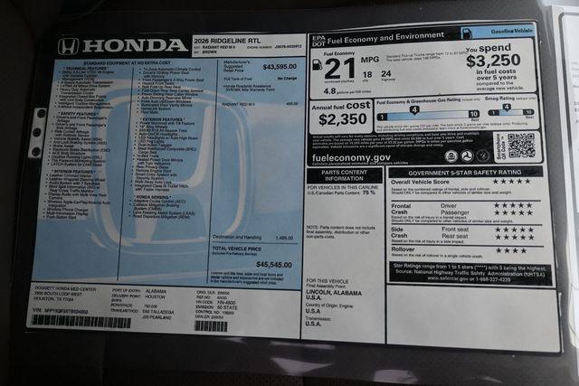 2026 Honda RIDGELINE RTL — миниатюра 24