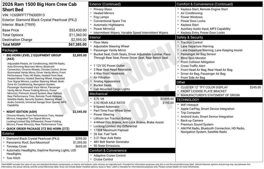 New 2026 RAM 1500 Big Horn/Lone Star