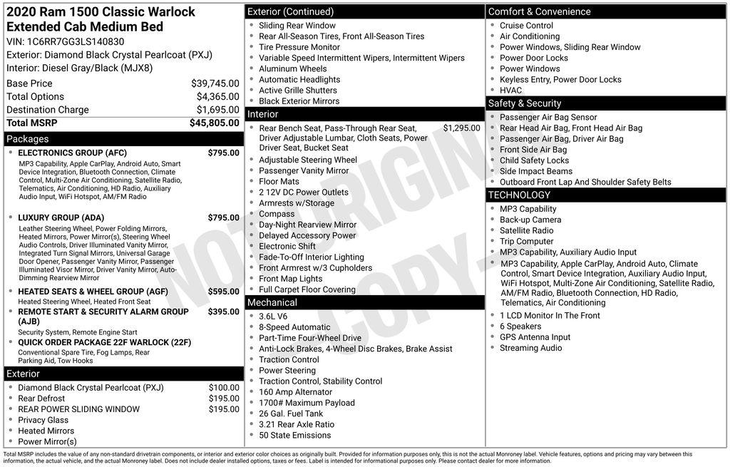 2020 RAM 1500 CLASSIC WARLOCK QUAD CAB 4X4 6'4' BOX — фото 2
