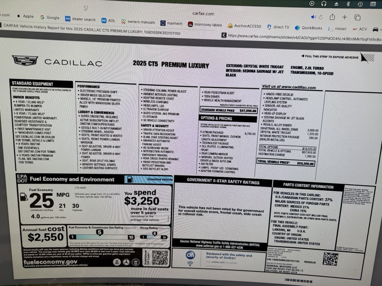 2025 Cadillac CT5 PREMIUM LUXURY 照片 8