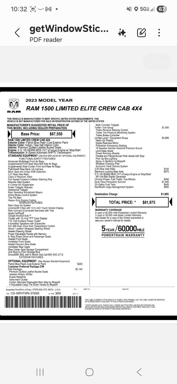 صورة 3 لـ 2023 RAM 1500 LIMITED