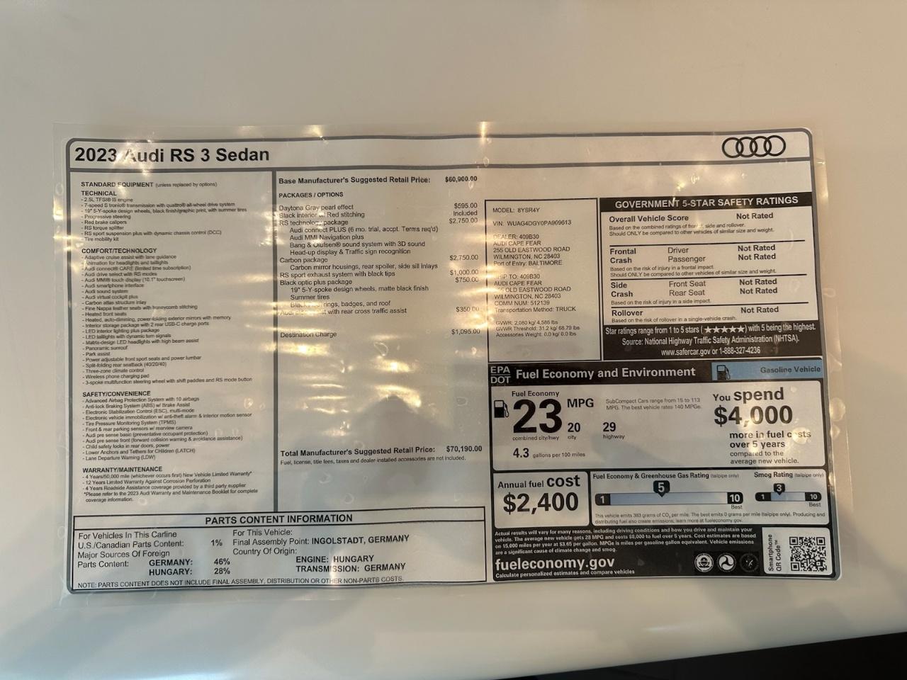 2023 AUDI RS 3 2.5T 缩略图 12
