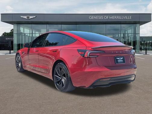 Red 2025 Tesla Model 3 Long Range