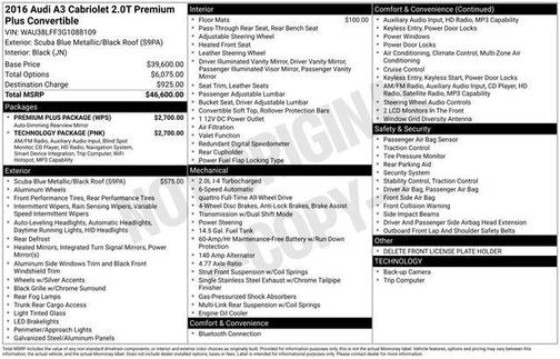 2016 Audi A3 2.0T Premium Plus