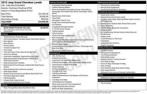 Cashmere Pearlcoat 2015 Jeep Grand Cherokee Laredo