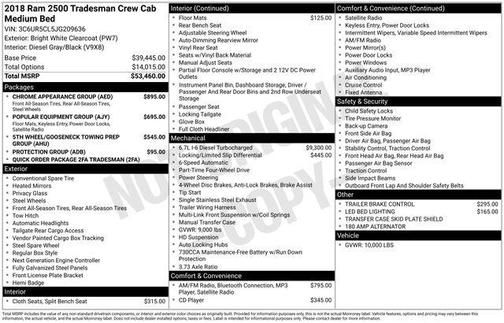 2018 RAM 2500 Tradesman Crew Cab 4x4 6'4' Box