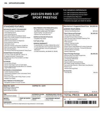 2023 Genesis G70 3.3T
