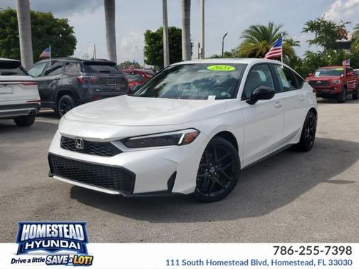 Platinum White Pearl 2025 Honda Civic Hybrid Sport