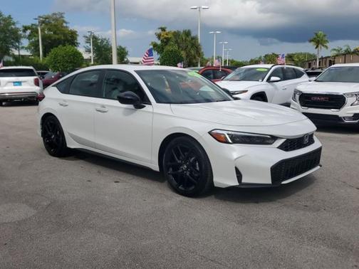 Platinum White Pearl 2025 Honda Civic Hybrid Sport