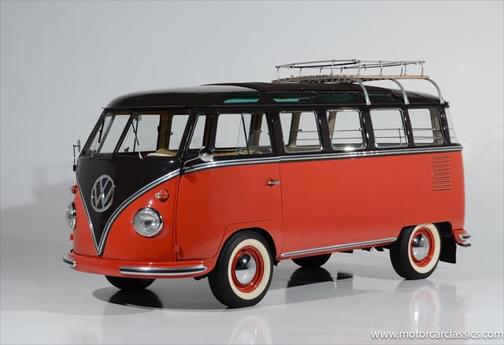 Red 1956 Volkswagen Type 2 Type 2 15-Window Wagon