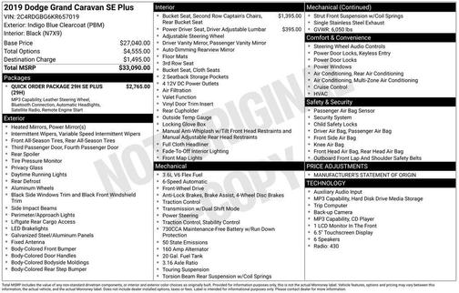 Indigo Blue Clearcoat 2019 Dodge Grand Caravan SE