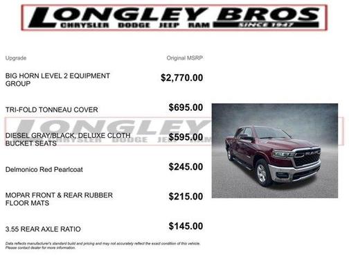 Delmonico Red Pearlcoat 2025 RAM 1500 Big Horn/Lone Star