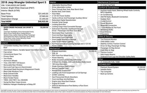 Bright White Clearcoat 2018 Jeep Wrangler Unlimited Sport