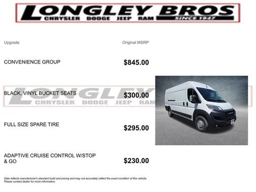 Bright White Clearcoat 2025 RAM ProMaster 3500 High Roof