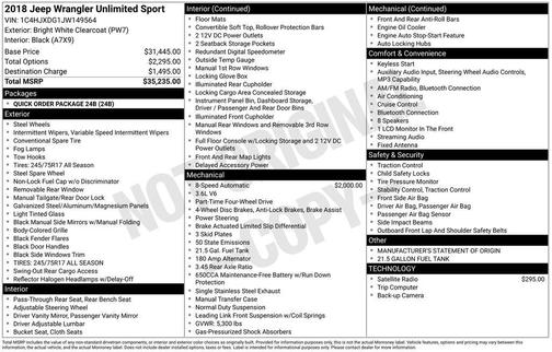 Bright White Clearcoat 2018 Jeep Wrangler Unlimited Sport