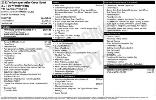 2022 Volkswagen Atlas Cross Sport 2.0T SE w/Technology