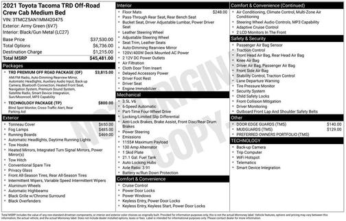 Army Green 2021 Toyota Tacoma TRD Off Road