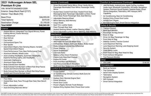 2021 Volkswagen Arteon 2.0T SEL Premium R-Line