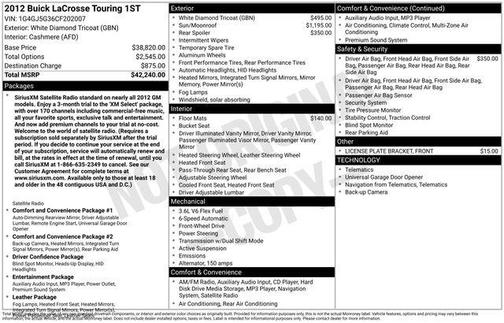 2012 Buick LaCrosse Touring