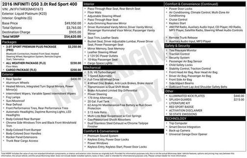 2016 INFINITI Q50 3.0t RED SPORT 400