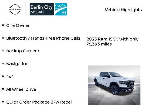Bright White Clearcoat 2023 RAM 1500 Rebel