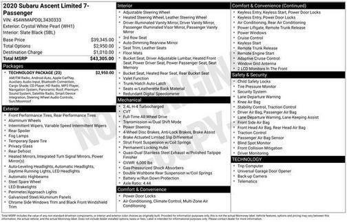 2020 Subaru Ascent Limited 7-Passenger
