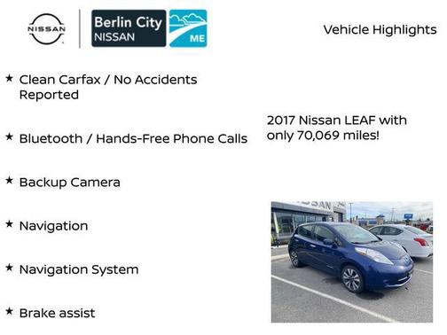 Deep Blue Pearl 2017 Nissan Leaf SV