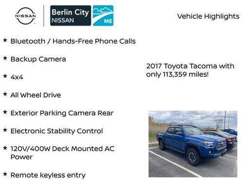 Blazing Blue Pearl 2017 Toyota Tacoma TRD Off Road