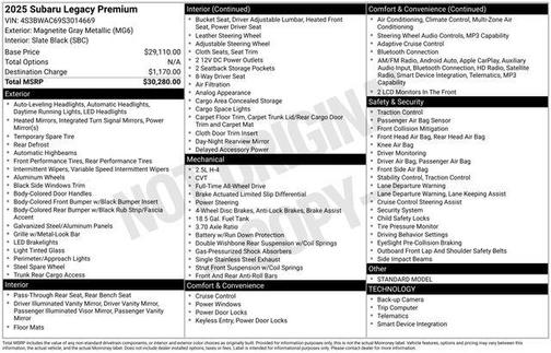 2025 Subaru Legacy Premium