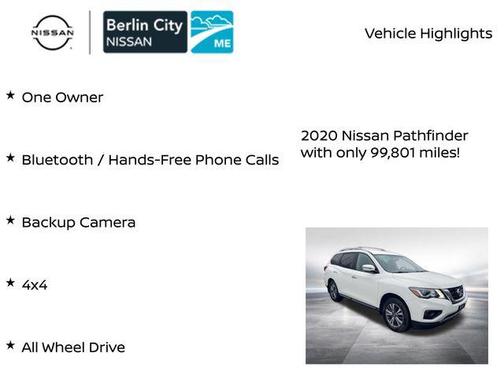Glacier White 2020 Nissan Pathfinder S 4WD